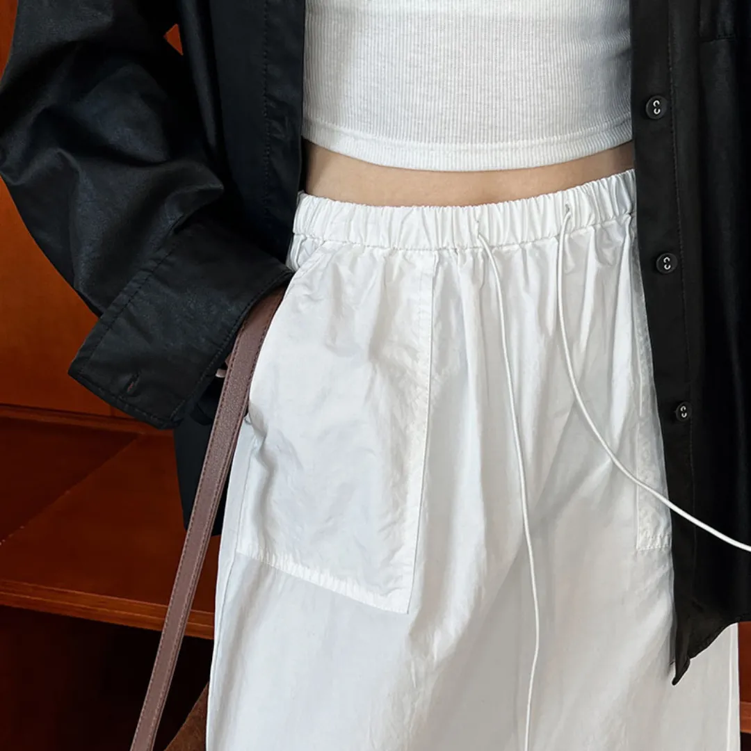 复古抽绳工装半身裙 Vintage Drawstring Utility Midi Skirt