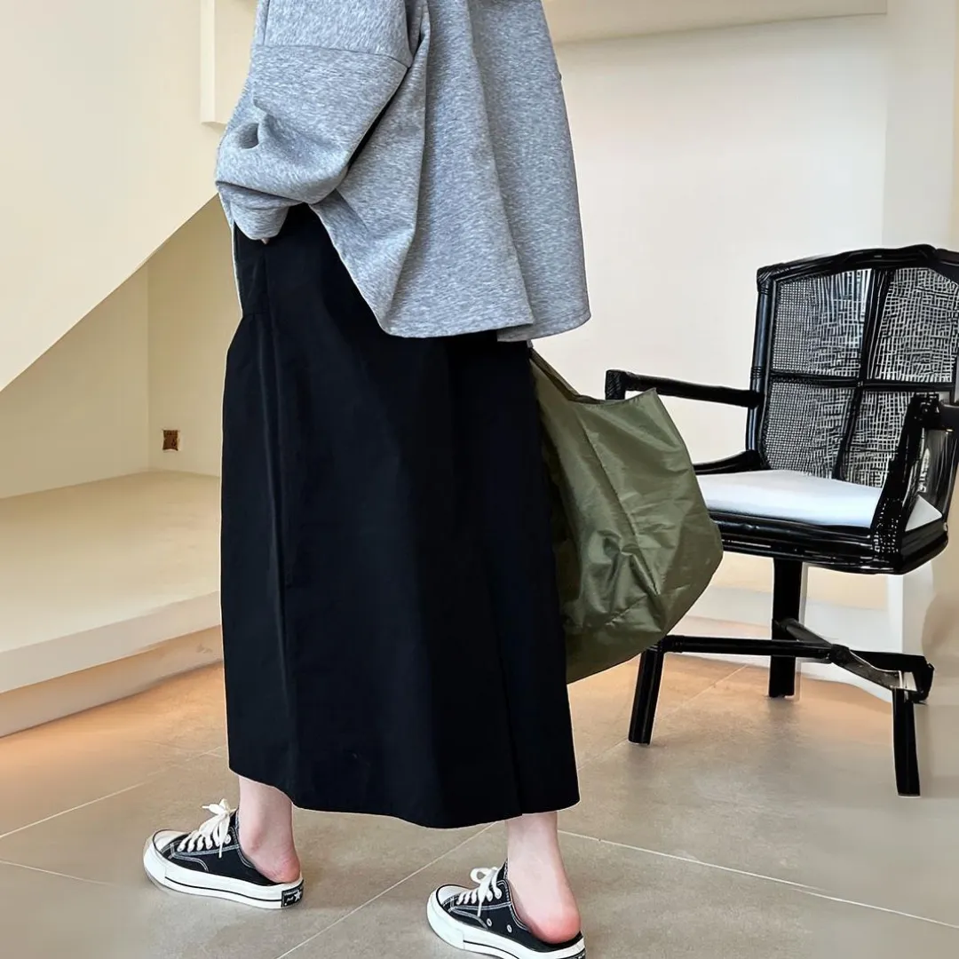 复古抽绳工装半身裙 Vintage Drawstring Utility Midi Skirt