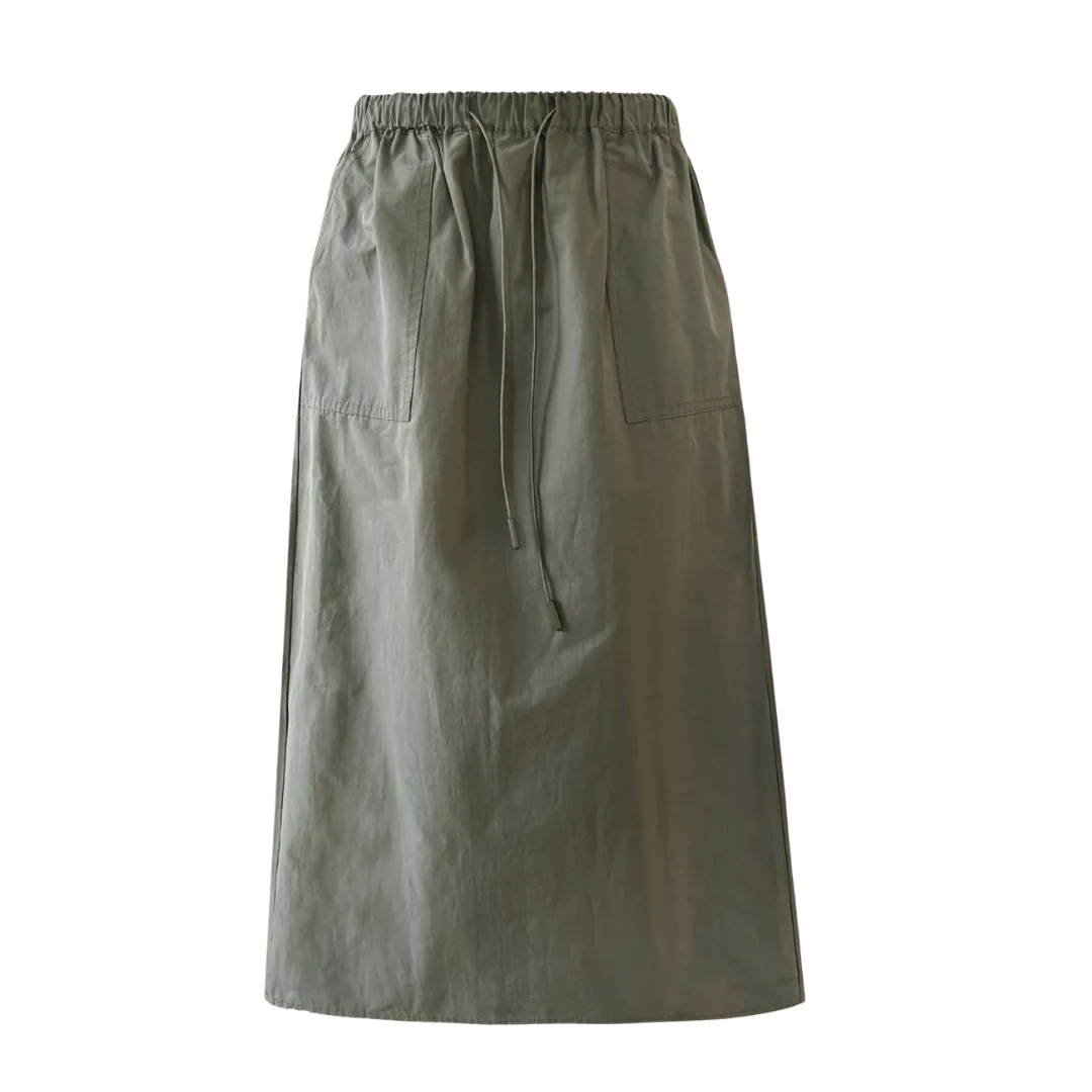 复古抽绳工装半身裙 Vintage Drawstring Utility Midi Skirt