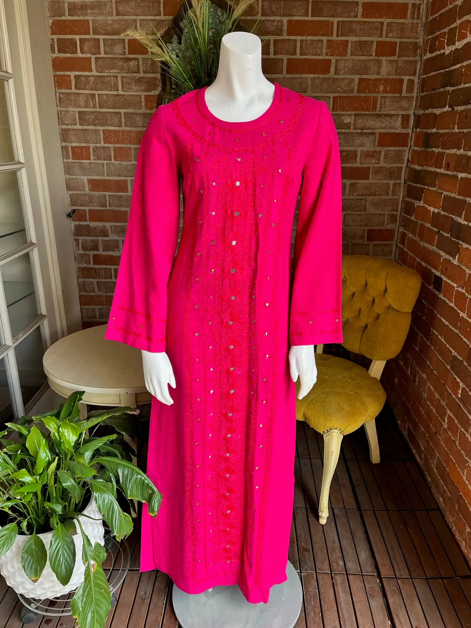 1960s Hot Pink Cotton Maxi