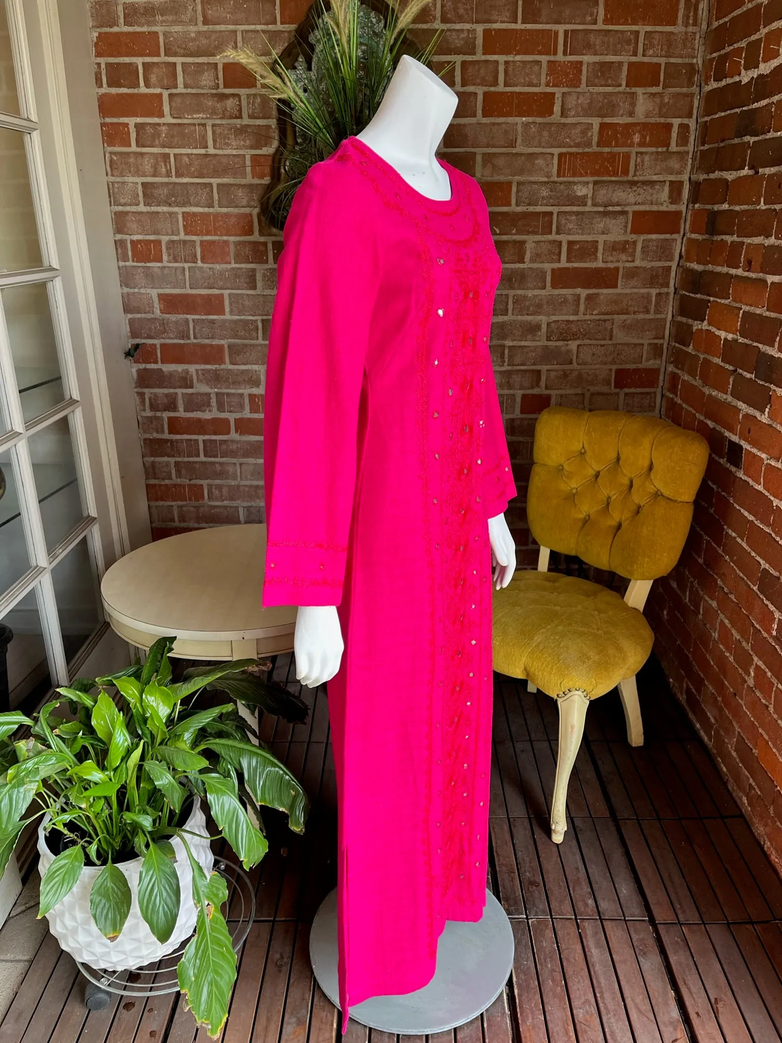 1960s Hot Pink Cotton Maxi