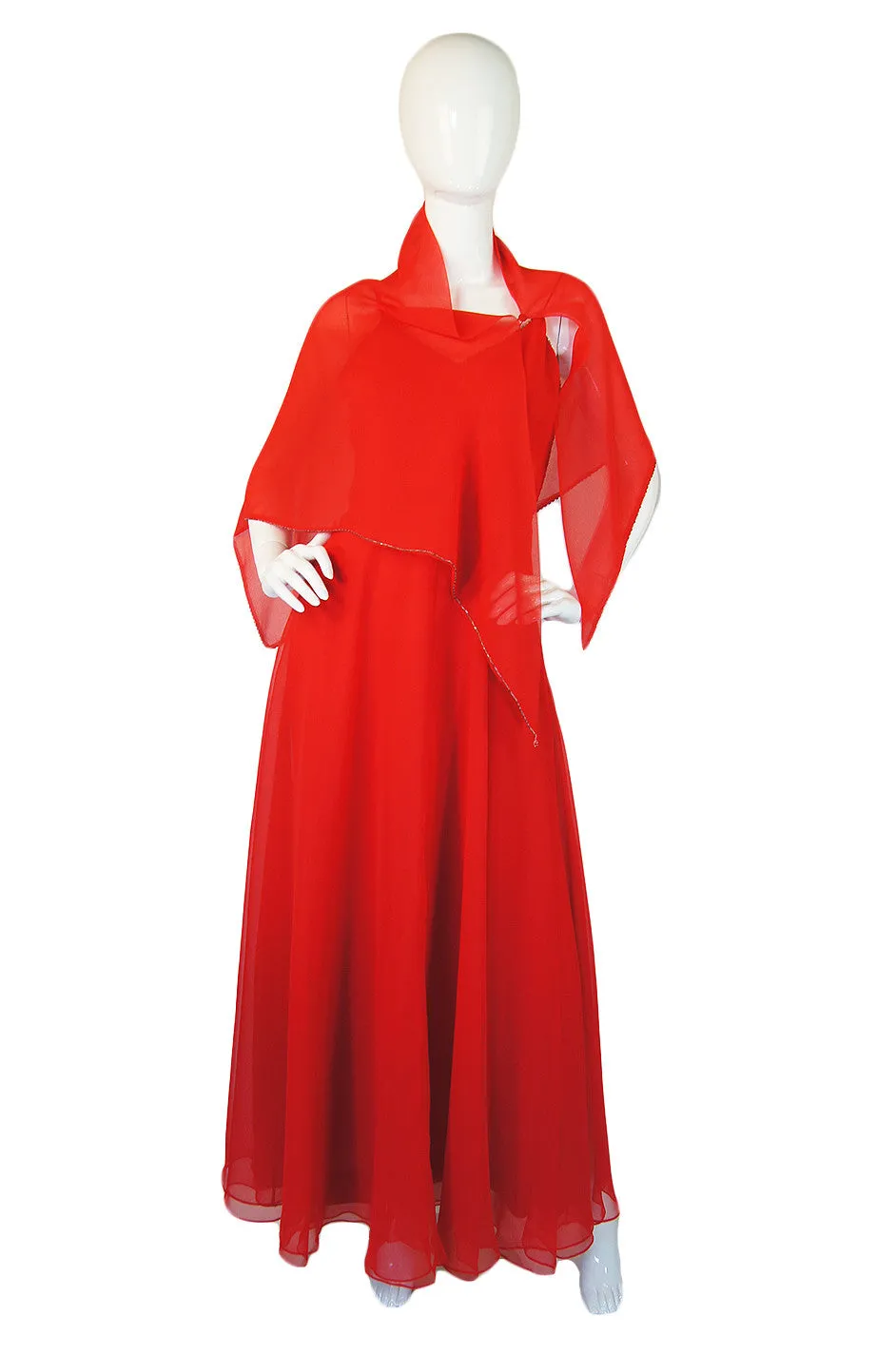 1970s Nina Ricci Chffon Silk Maxi & Wrap