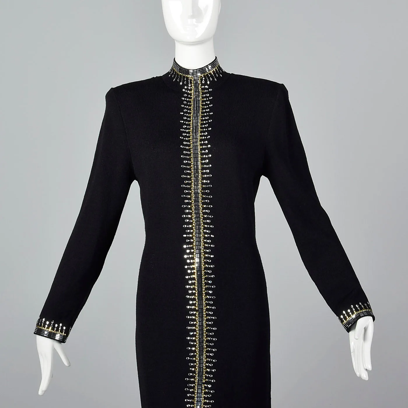 1980s St John Knit Black Evening  Dress