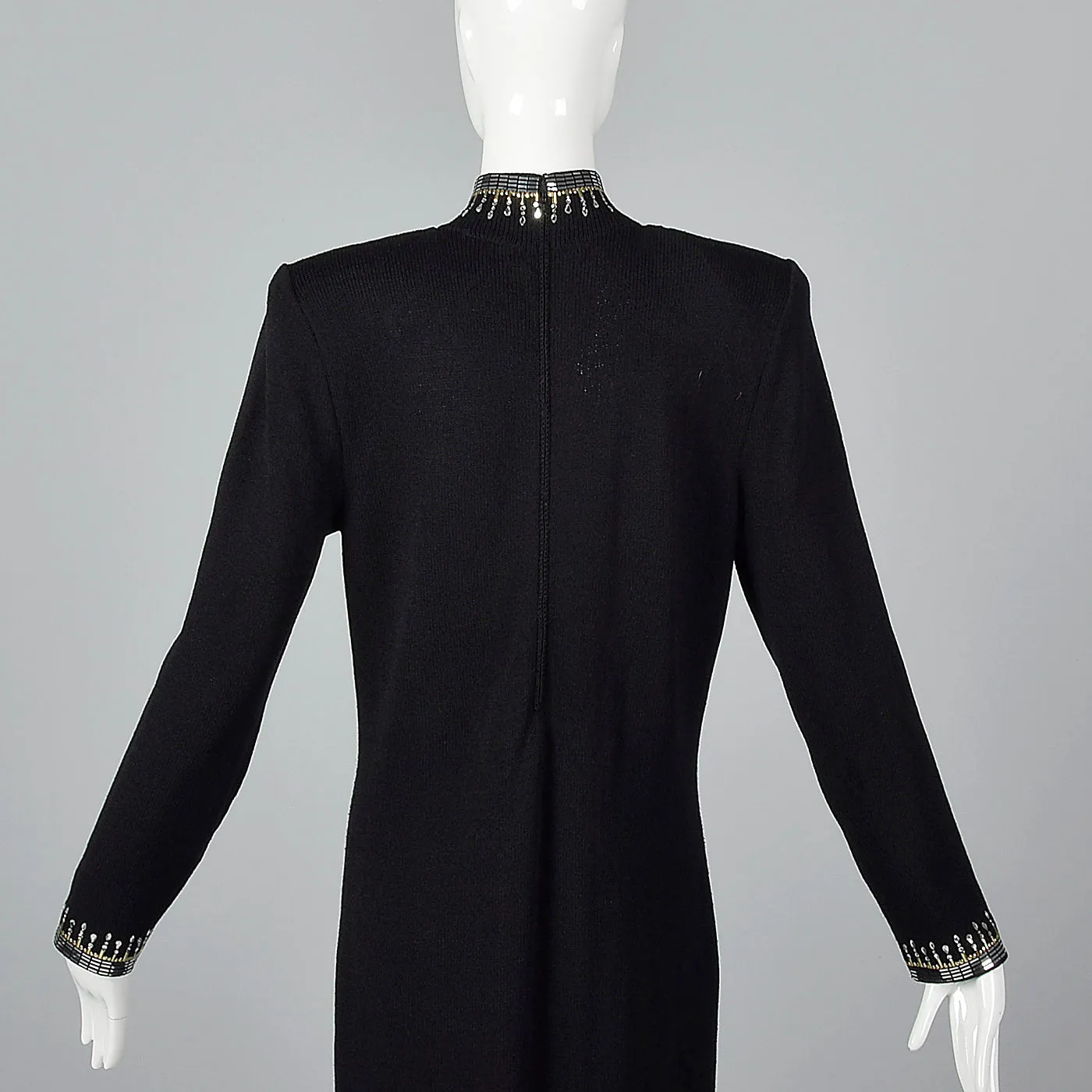 1980s St John Knit Black Evening  Dress