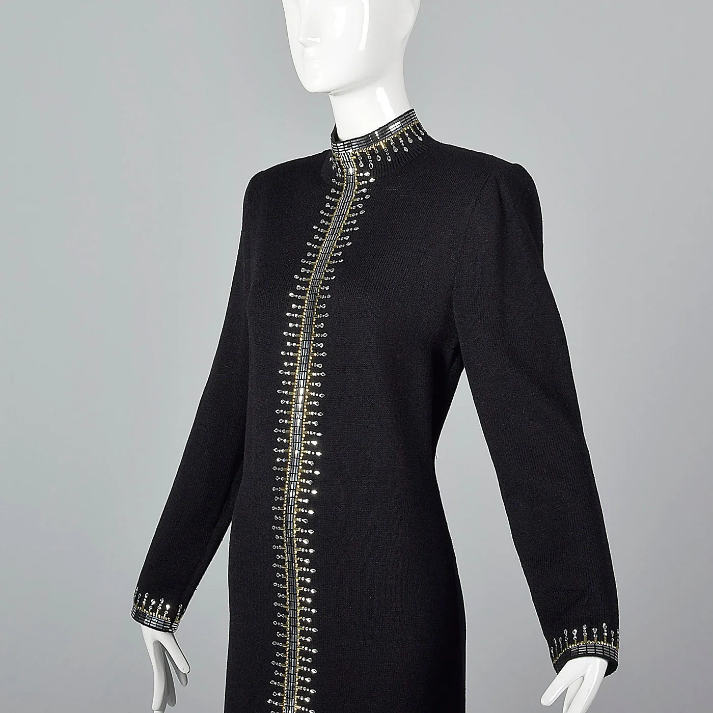 1980s St John Knit Black Evening  Dress