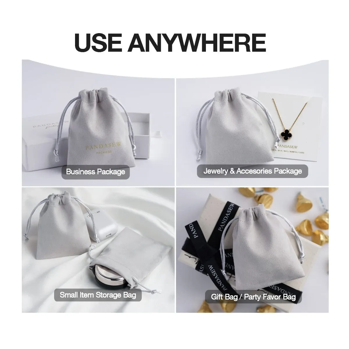 20 pack Drawstring Bag Microfiber Jewelry Packaging Pouch