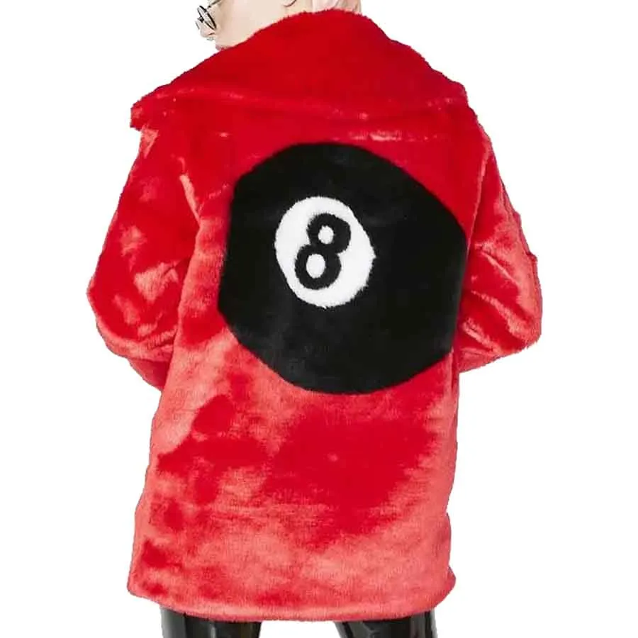 8 Ball Red Fur Jacket Women