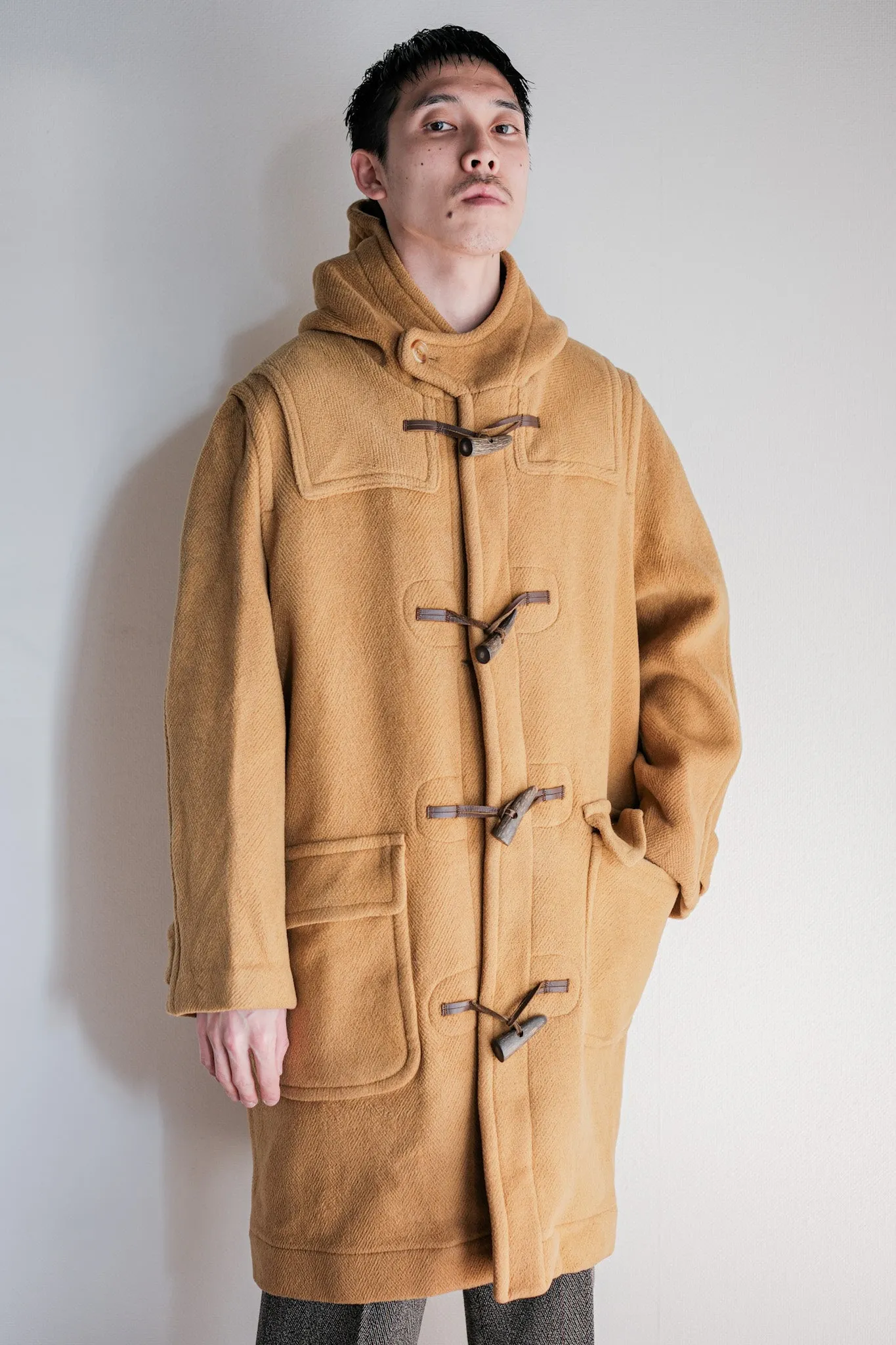 【~90's】Old INVERTERE HBT Wool Duffle Coat Size.38R "Moorbrook"