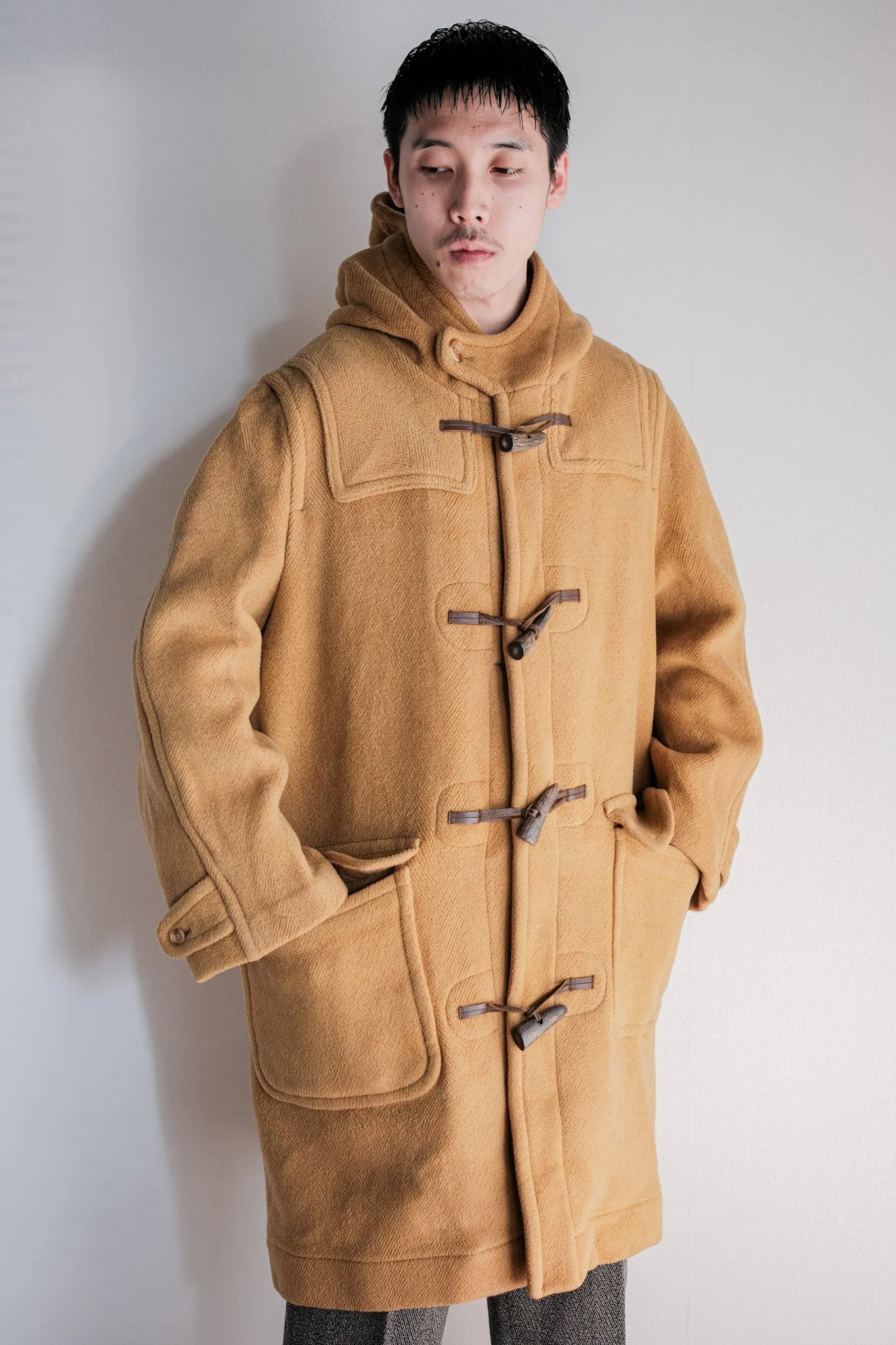 【~90's】Old INVERTERE HBT Wool Duffle Coat Size.38R "Moorbrook"