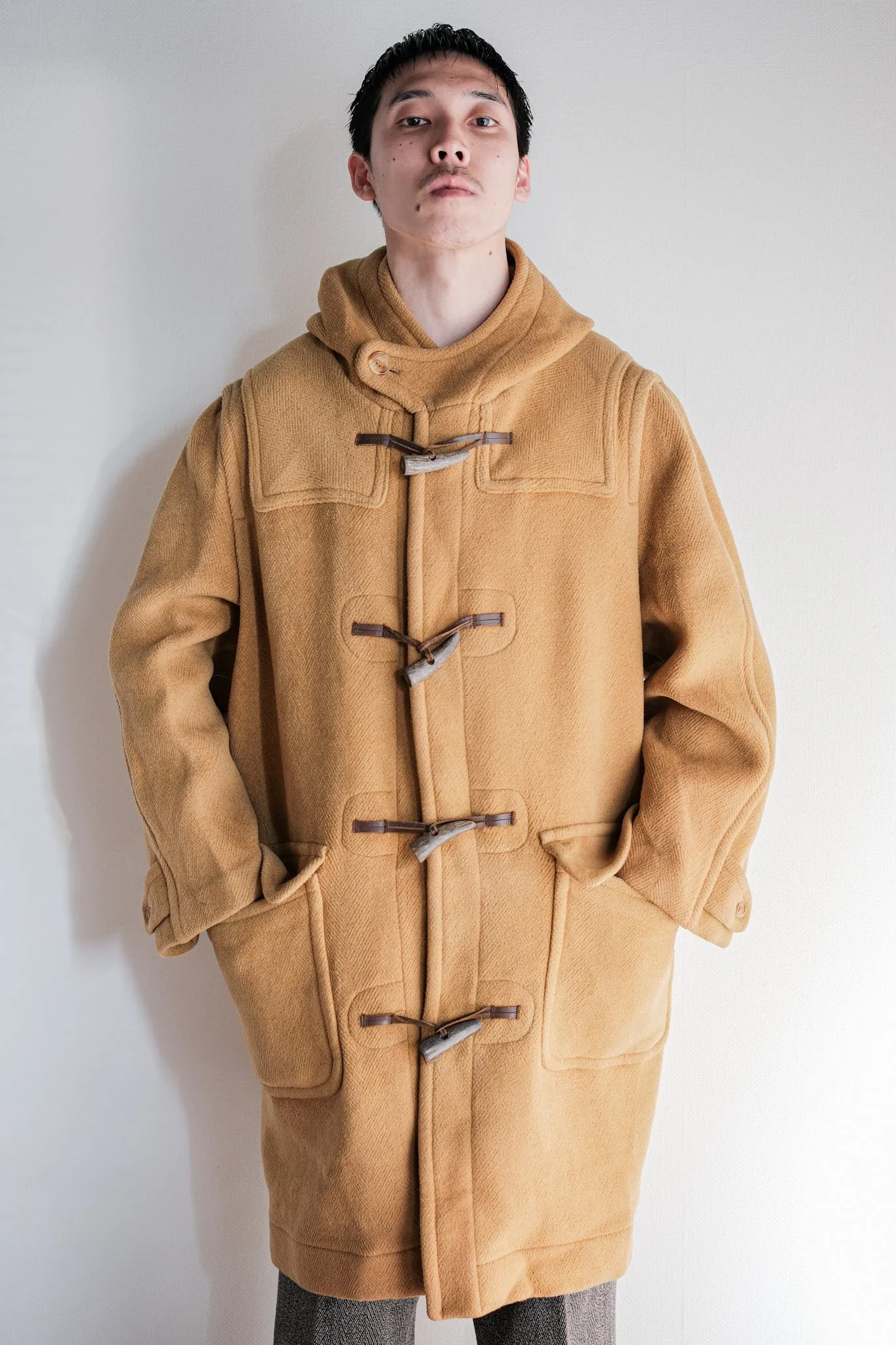 【~90's】Old INVERTERE HBT Wool Duffle Coat Size.38R "Moorbrook"