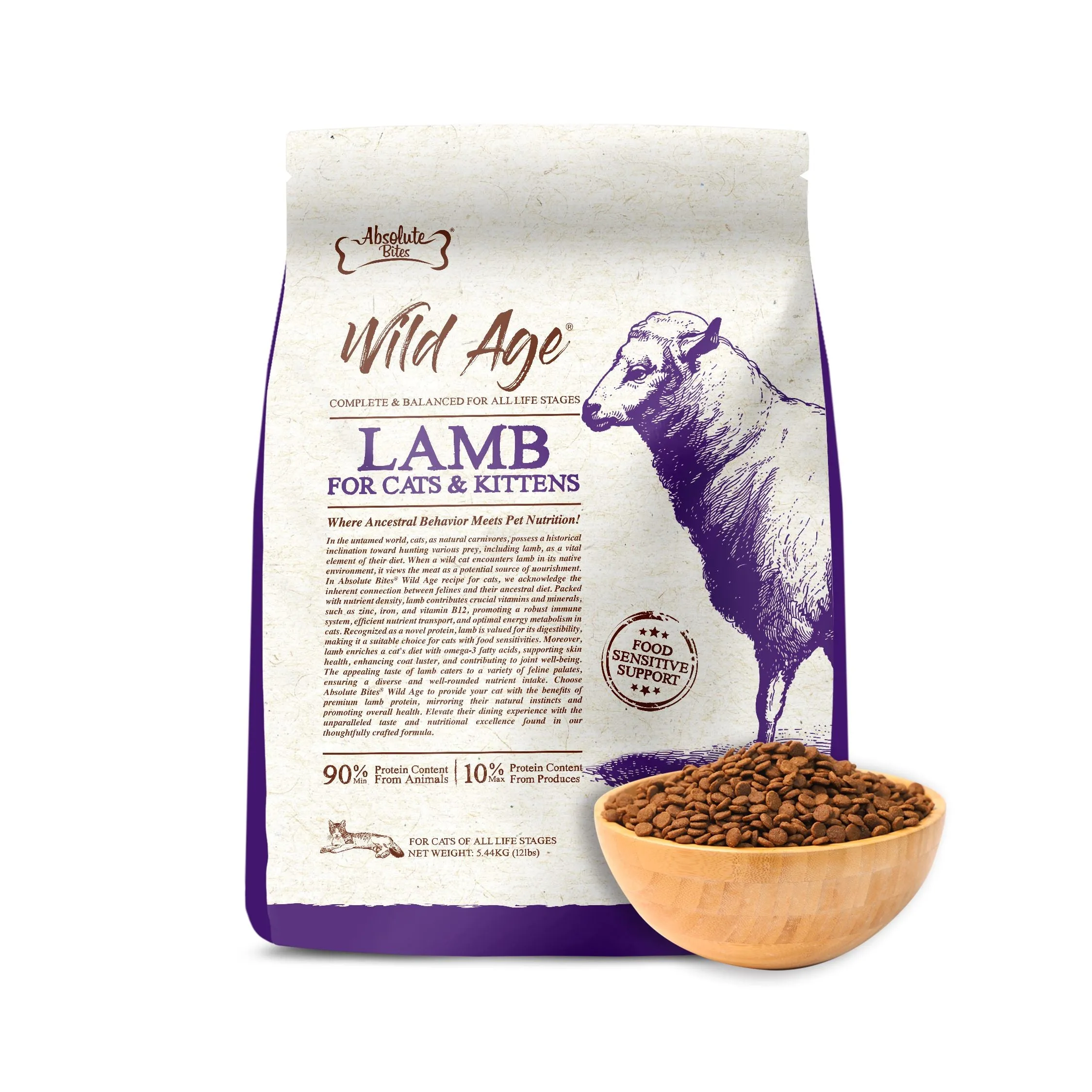 Absolute Bites Wild Age Dry Cat Food - Lamb (12lbs)