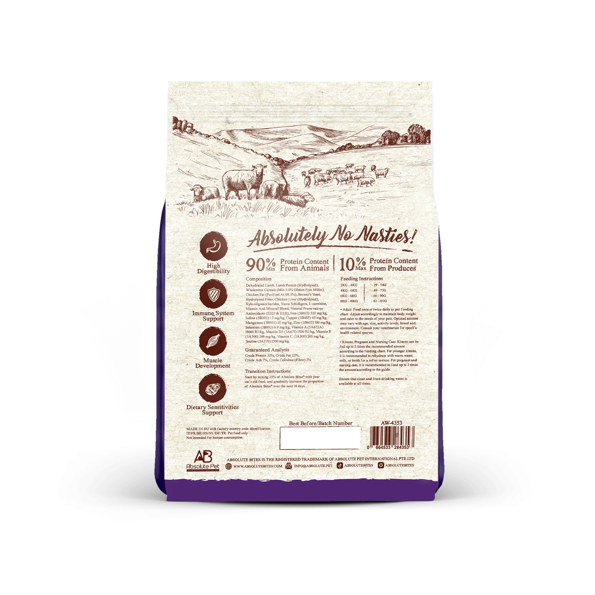 Absolute Bites Wild Age Dry Cat Food - Lamb (3.3lbs)