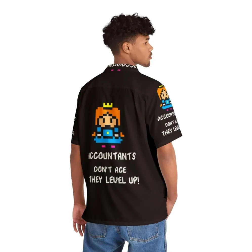 Accountant's Hawaiian Shirt: Level Up with 8-Bit Gaming Style