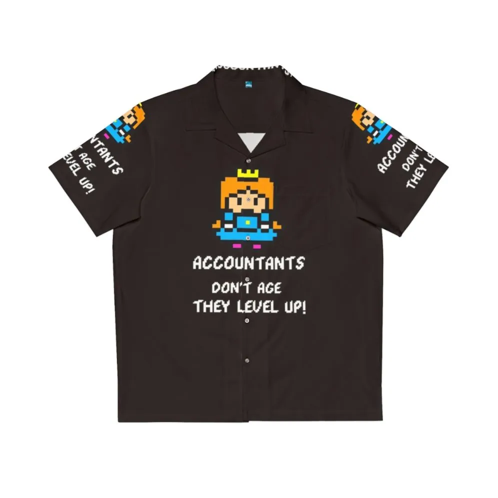 Accountant's Hawaiian Shirt: Level Up with 8-Bit Gaming Style