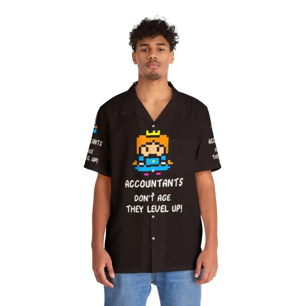 Accountant's Hawaiian Shirt: Level Up with 8-Bit Gaming Style