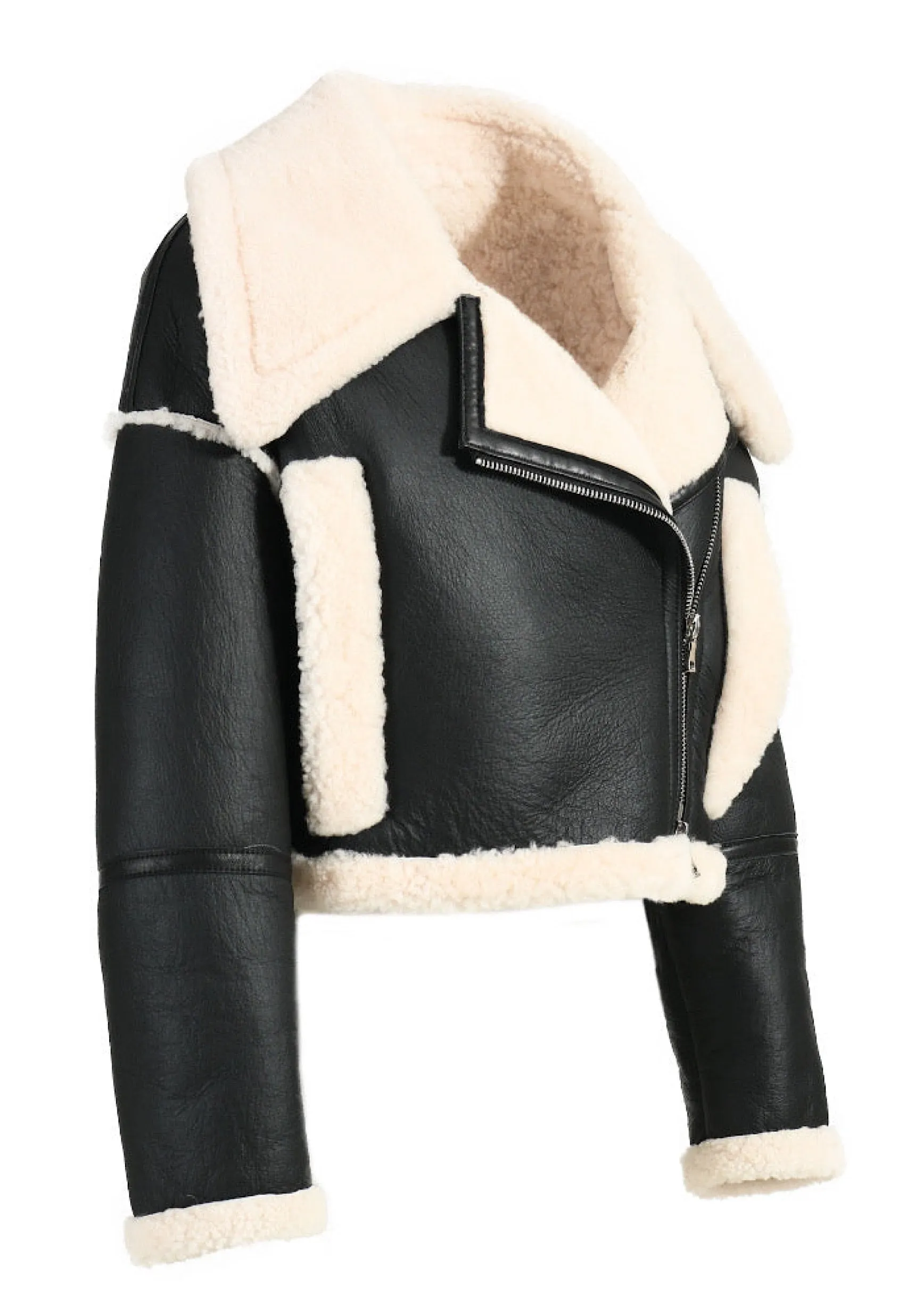 ADELE Black Shearling Leather Jacket