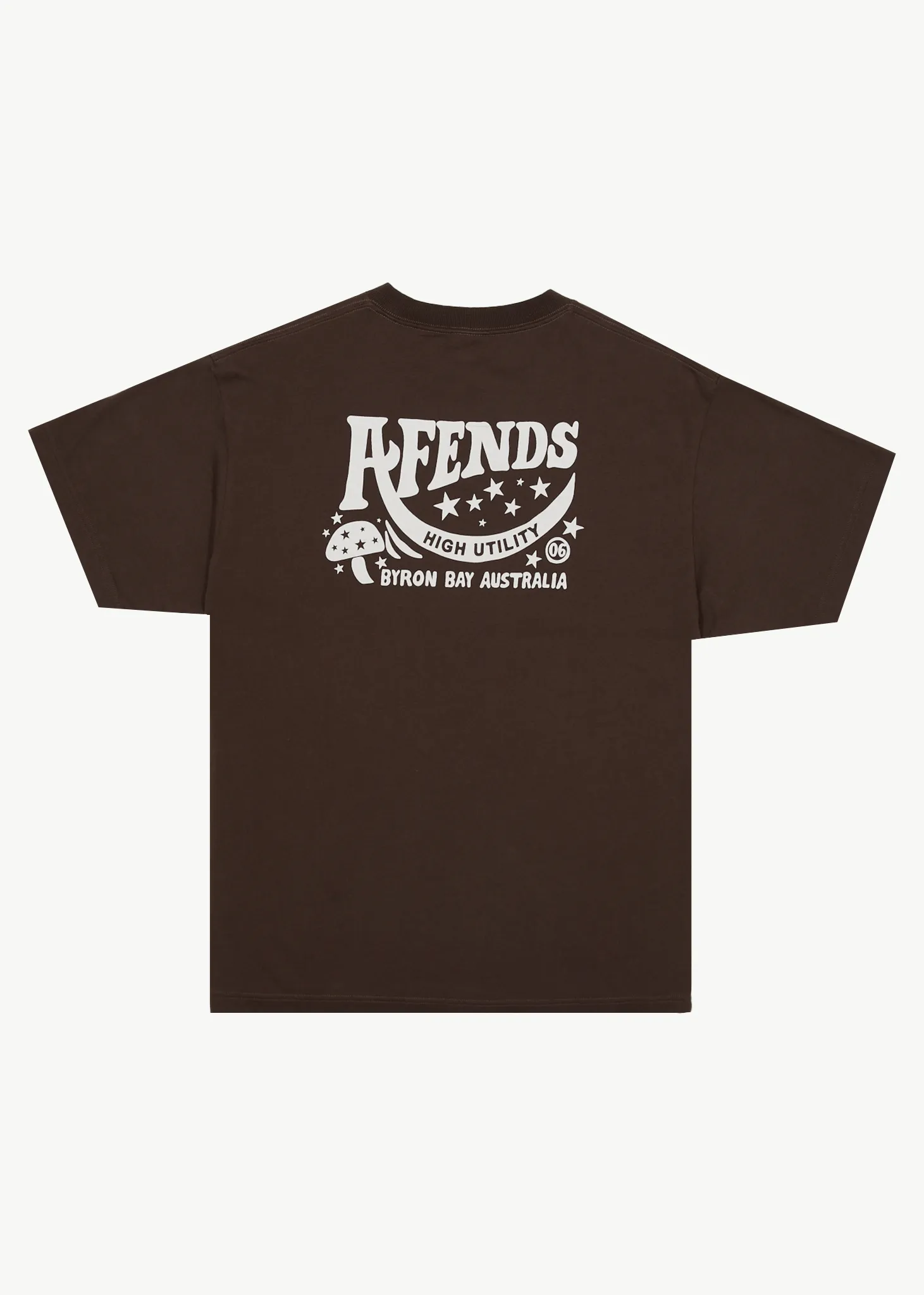 AFENDS Mens High Utility - Boxy T-Shirt - Coffee