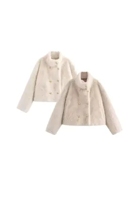 'Alice' Fur-Lined Stand Collar Coat