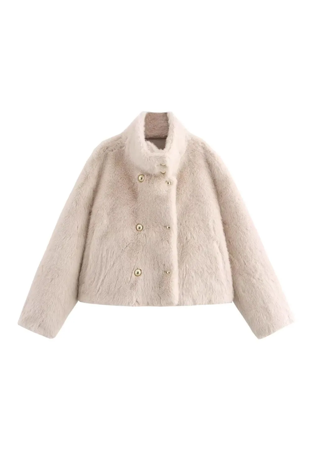 'Alice' Fur-Lined Stand Collar Coat