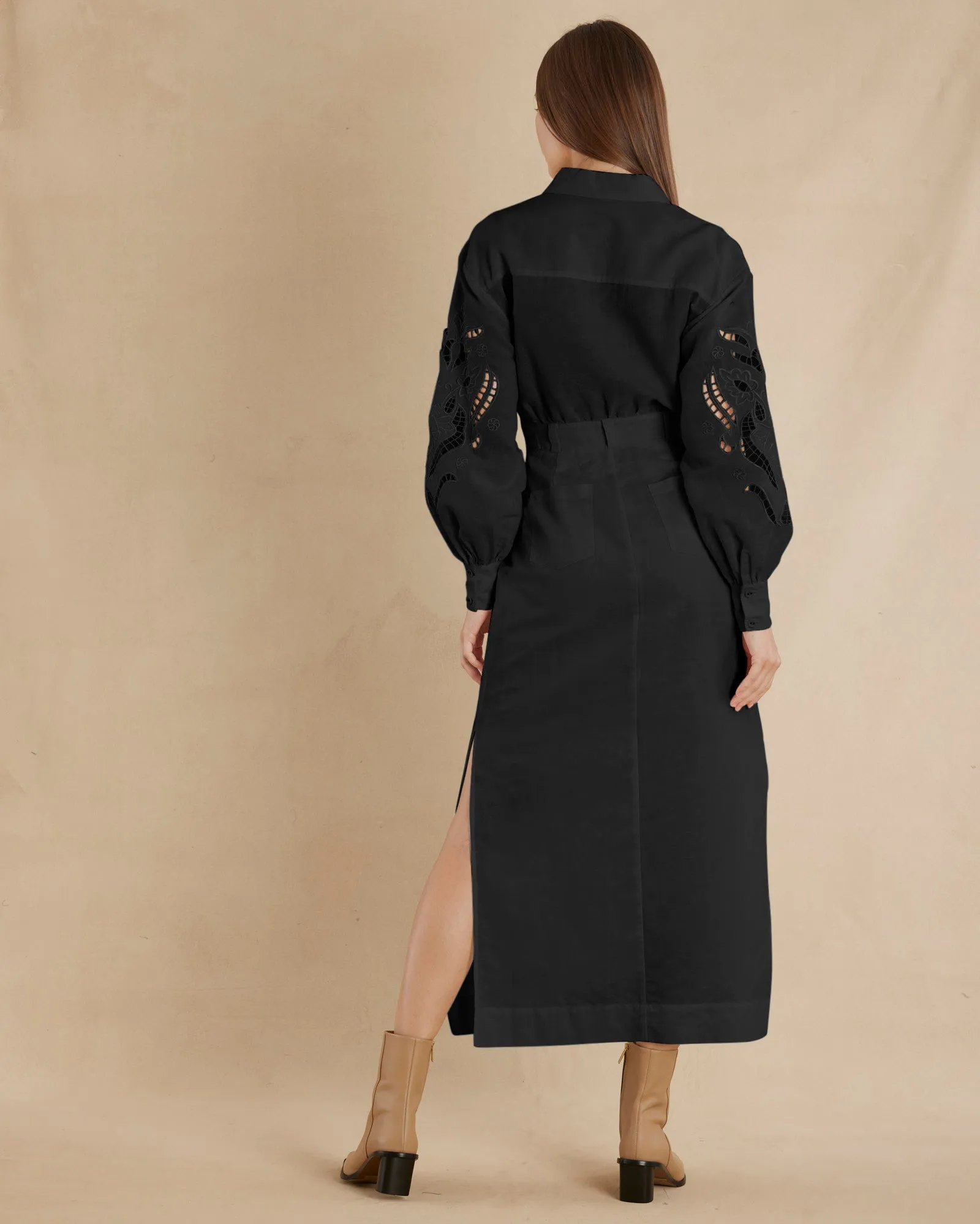 Alice Linen Utility Dress - Black