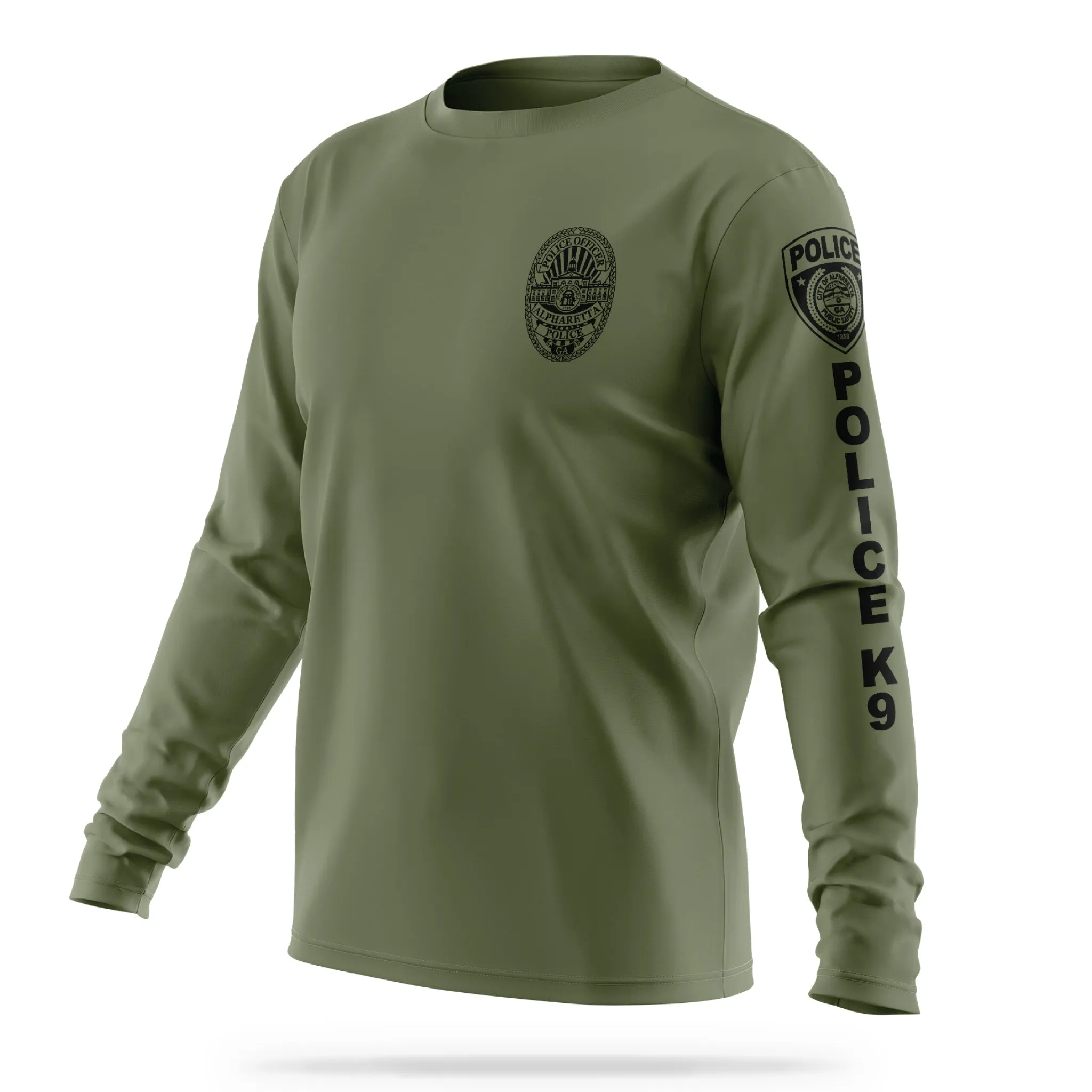 [ALPHARETTA PD] Men's K9 Long Sleeve Utility Shirt [GRN/BLK]