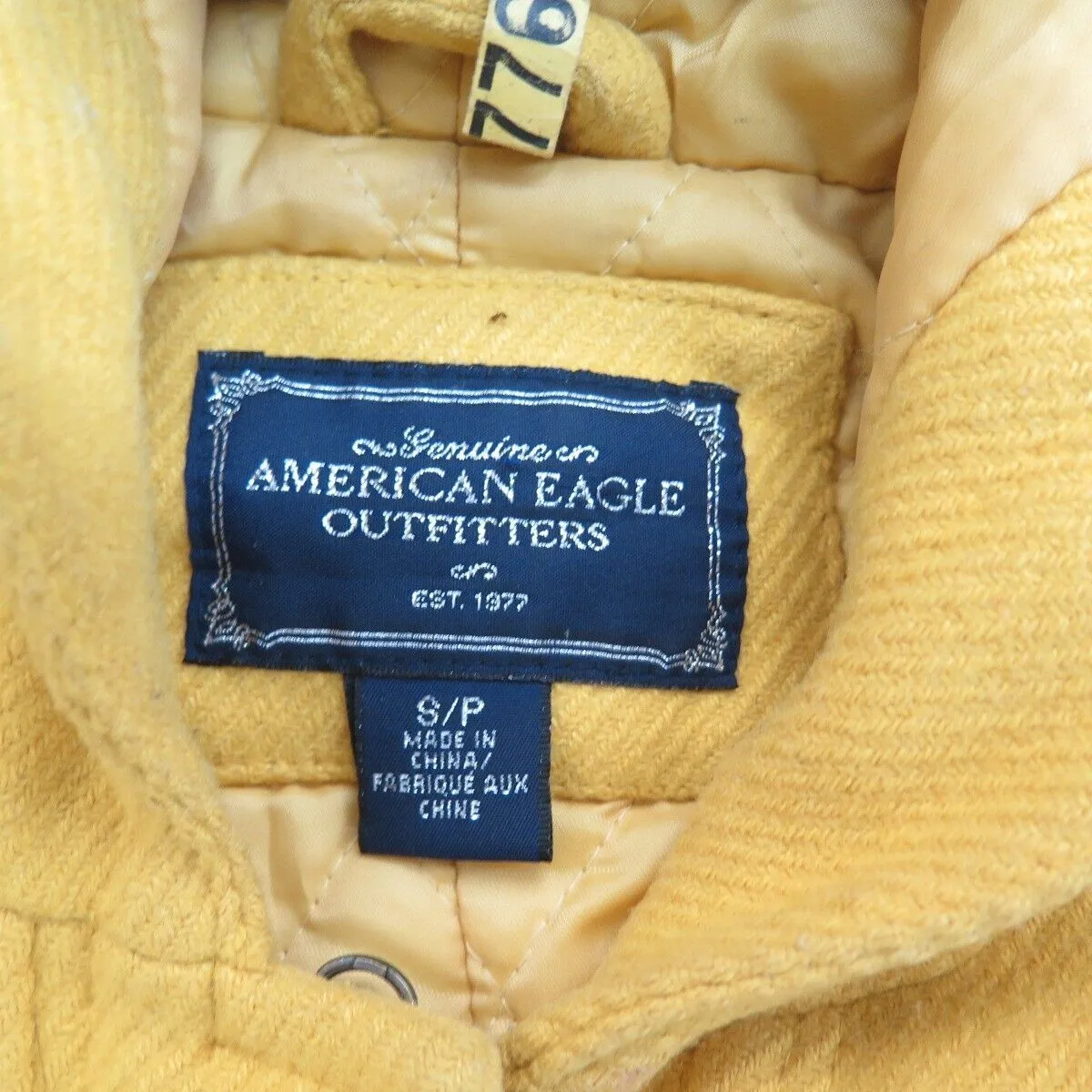 American Eagle Coat Womens Small Yellow With Horn Toggles Duffle Coat Outdoors