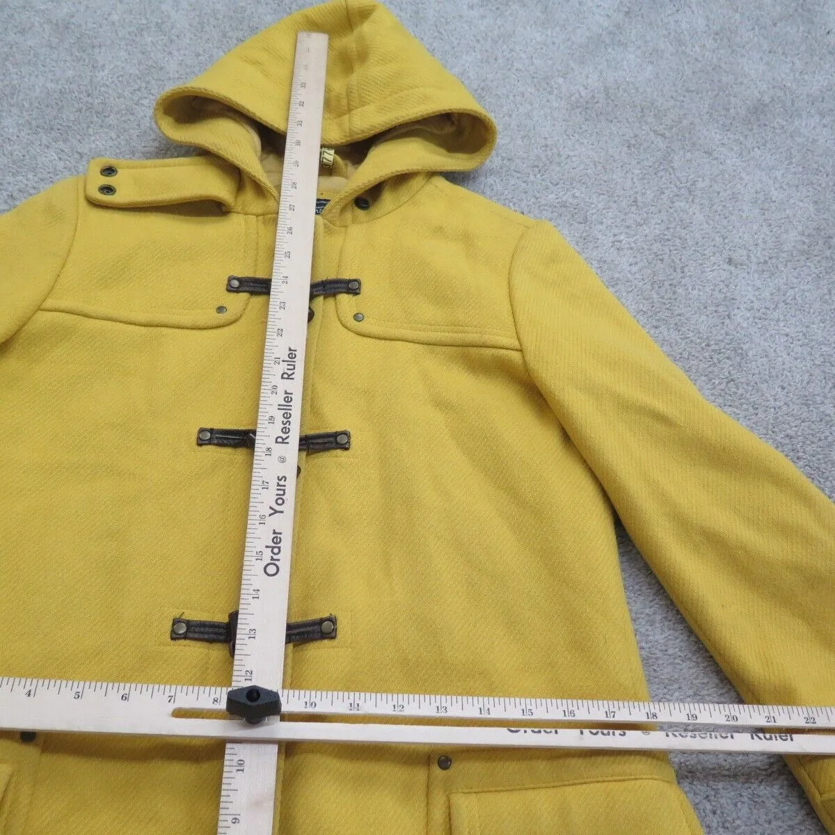 American Eagle Coat Womens Small Yellow With Horn Toggles Duffle Coat Outdoors