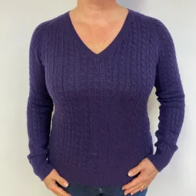 Aubergine Purple Cashmere V-Neck Jumper