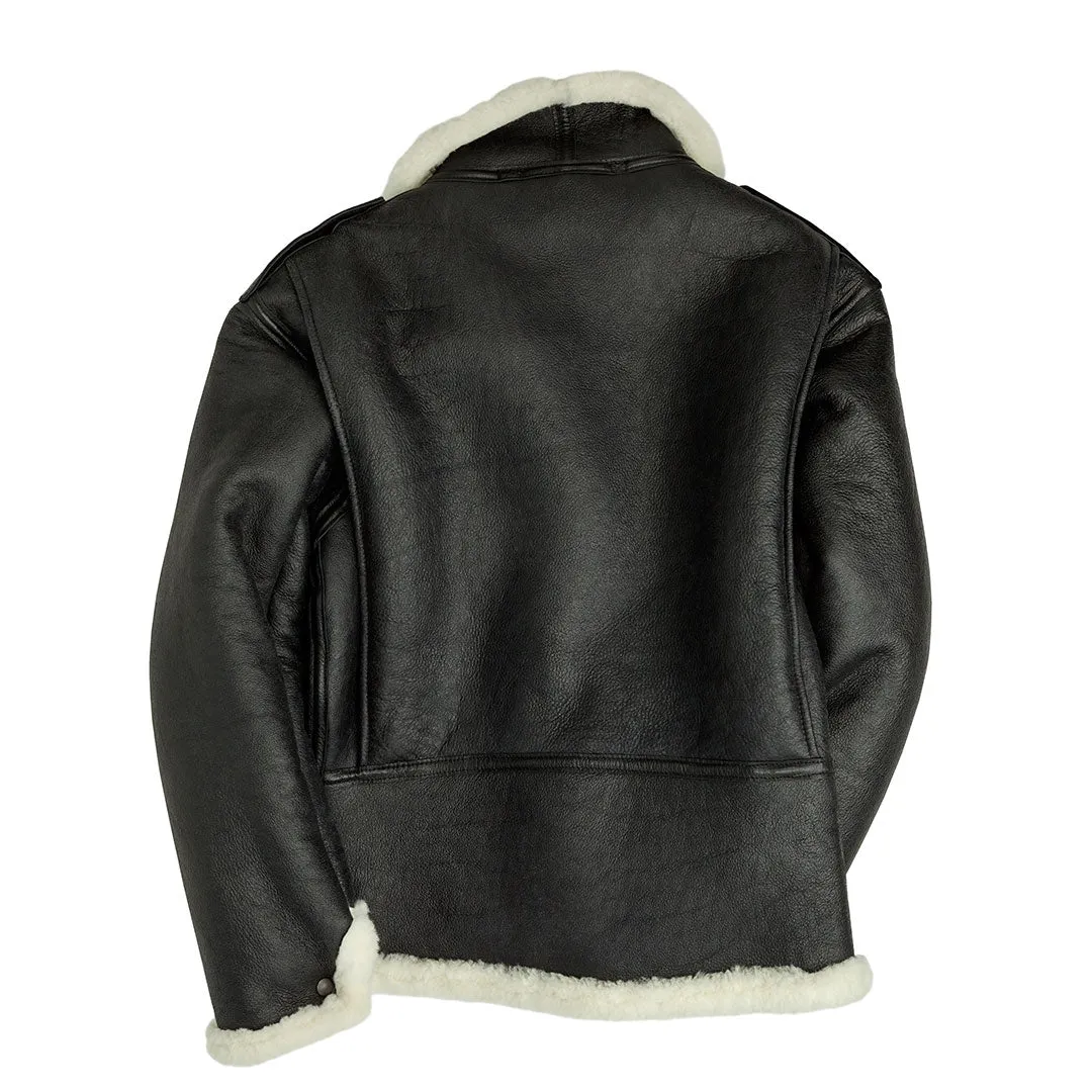 B-6 Black Shearling Bomber Jacket Z21Y008