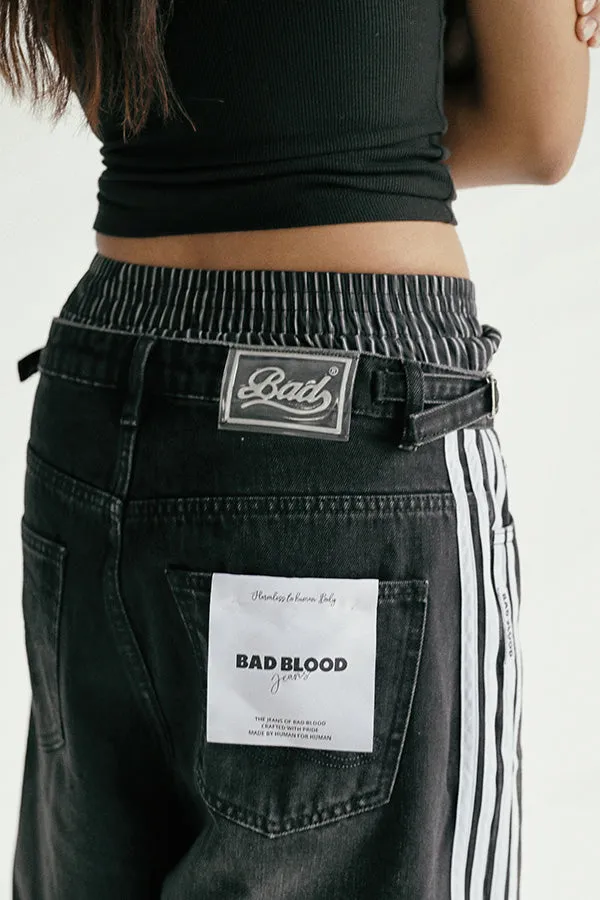 Badblood Billy Track Bermuda Jeans Baggy Fit Black