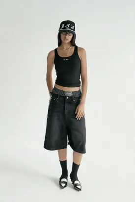 Badblood Billy Track Bermuda Jeans Baggy Fit Black