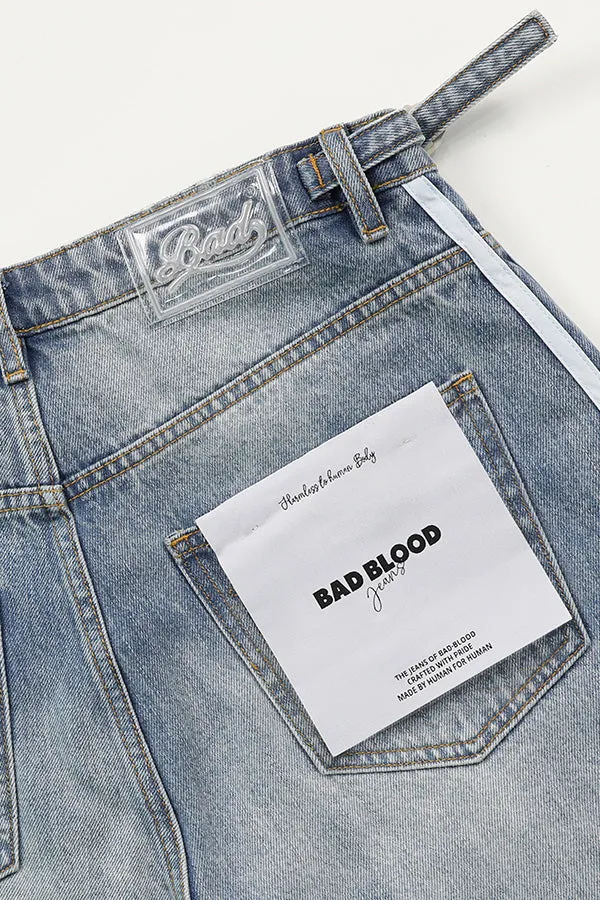 Badblood Billy Track Bermuda Jeans Baggy Fit - Blue