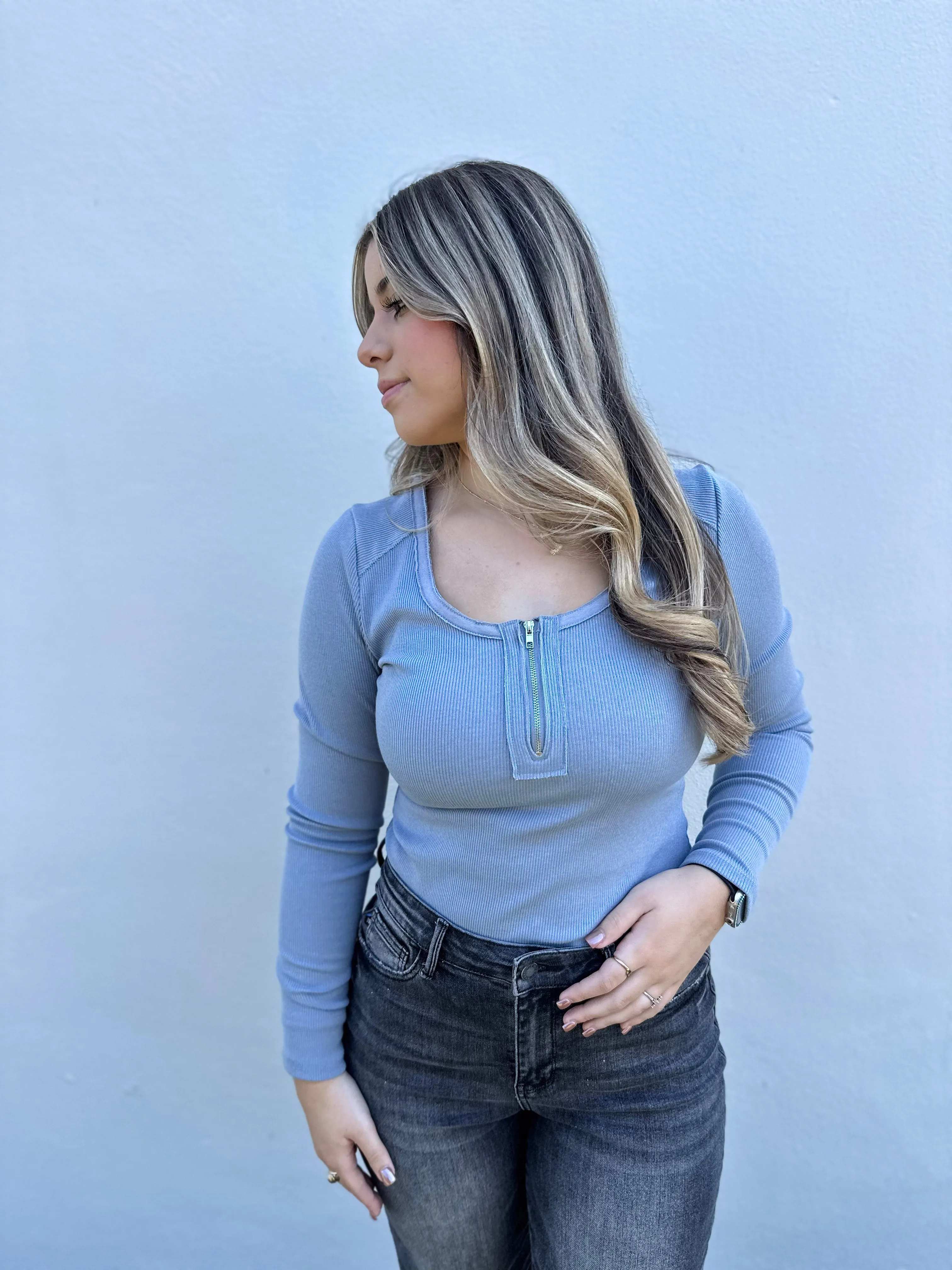 Be Fearless Blue Grey Bodysuit