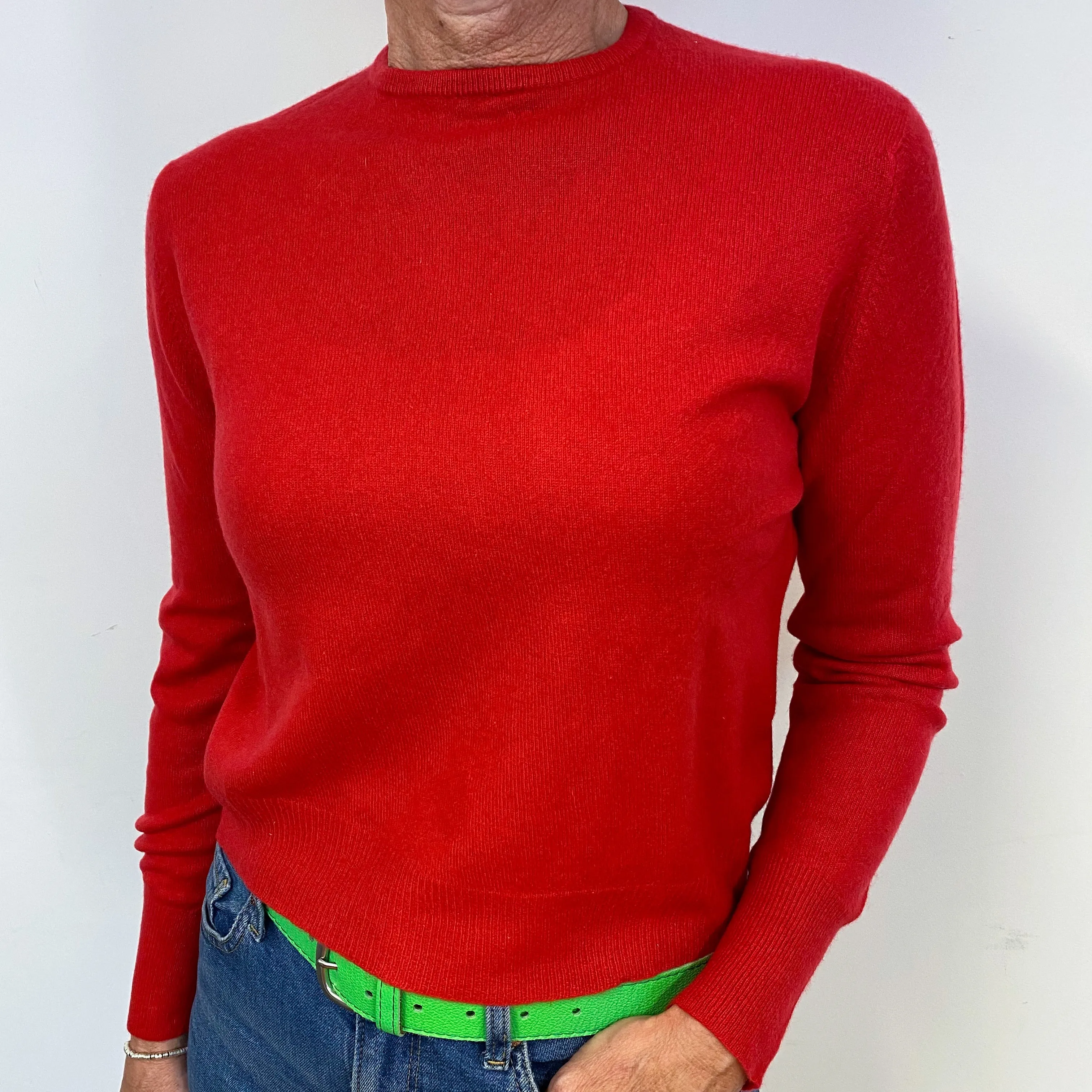 Berry Red Cashmere Crew Neck Jumper Medium