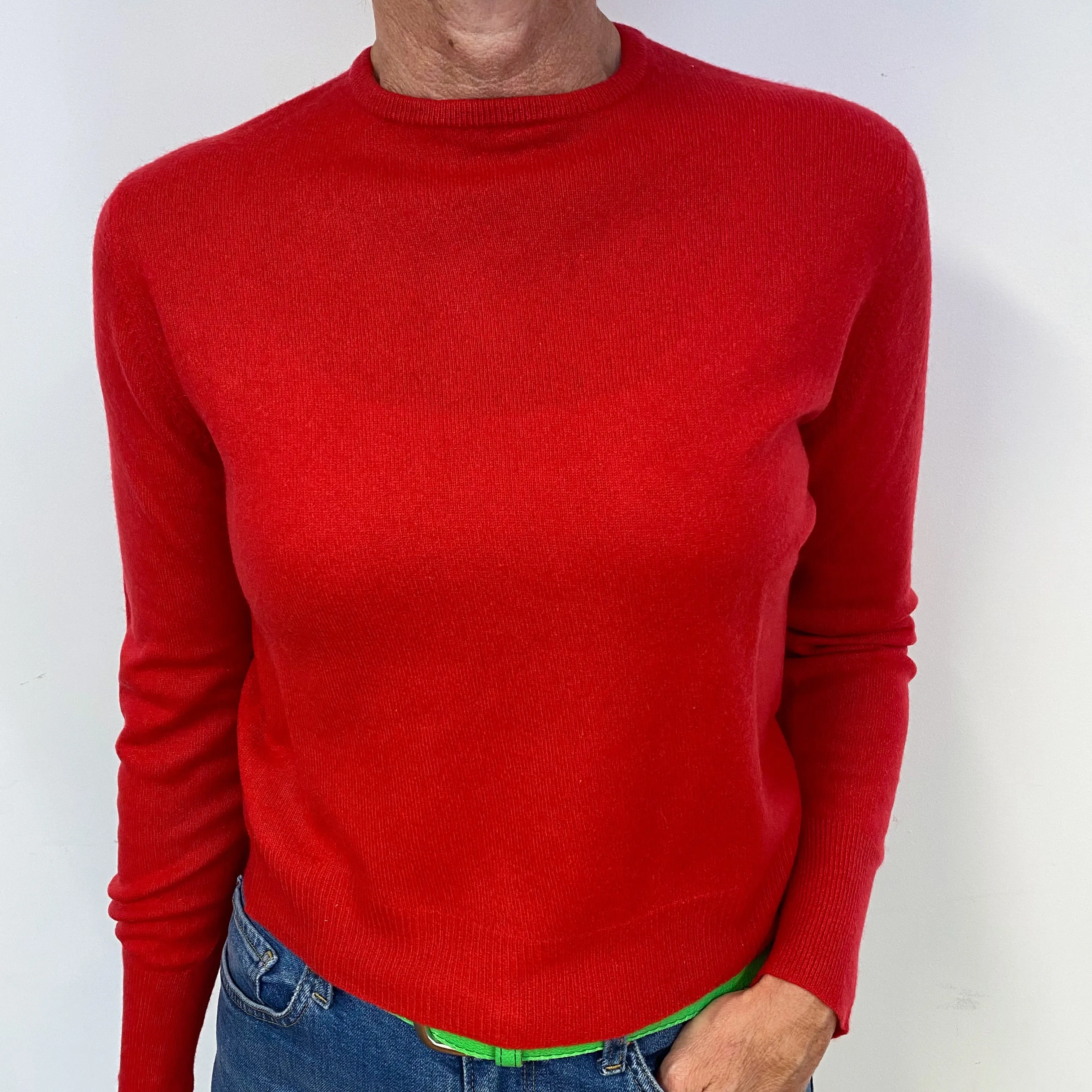 Berry Red Cashmere Crew Neck Jumper Medium