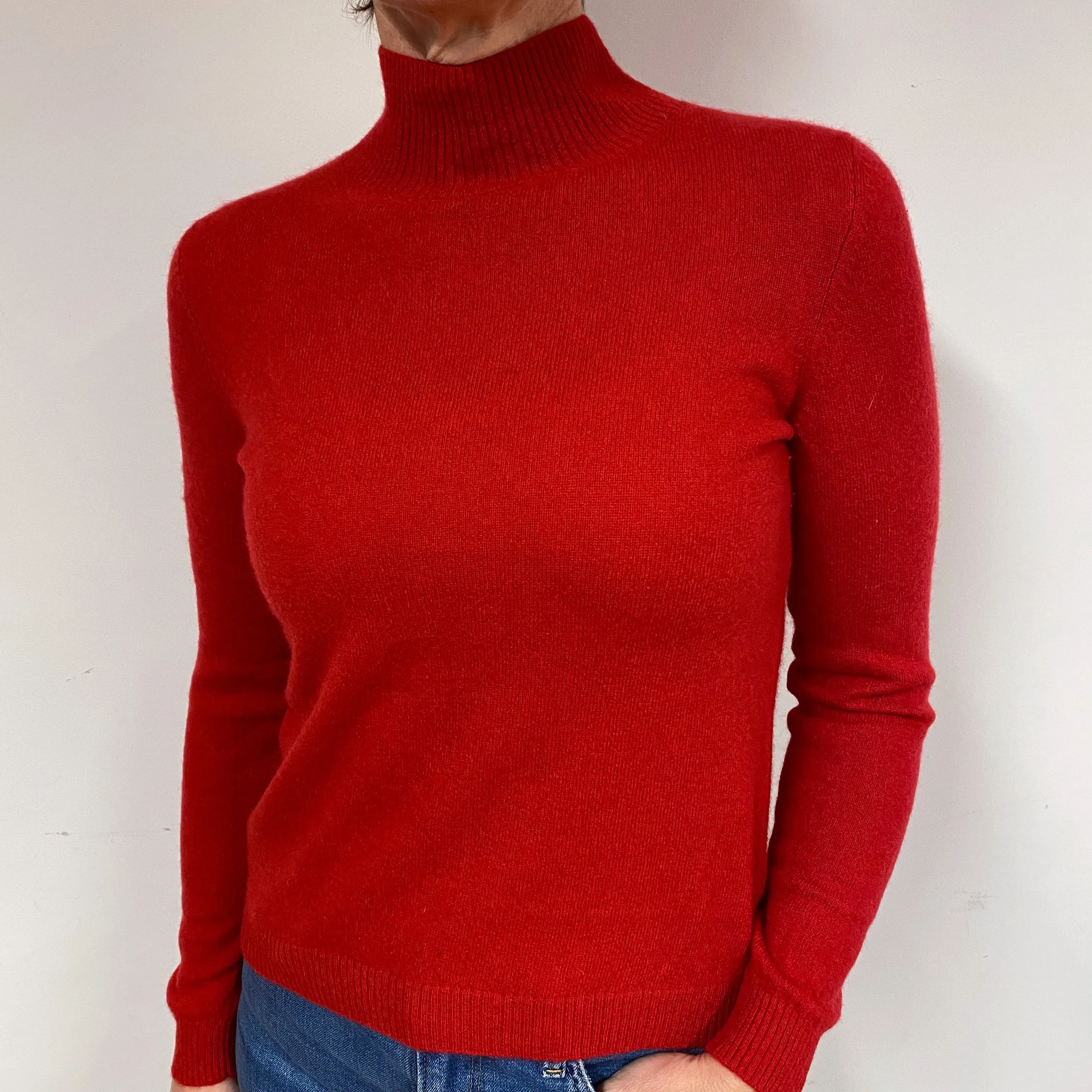 Berry Red Cashmere Turtle Neck Jumper Medium