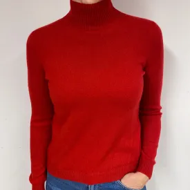 Berry Red Cashmere Turtle Neck Jumper Medium