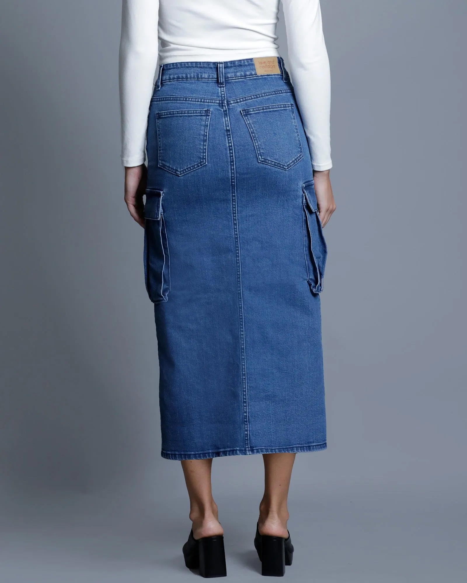 Bianca Cargo Midi Skirt - Indigo