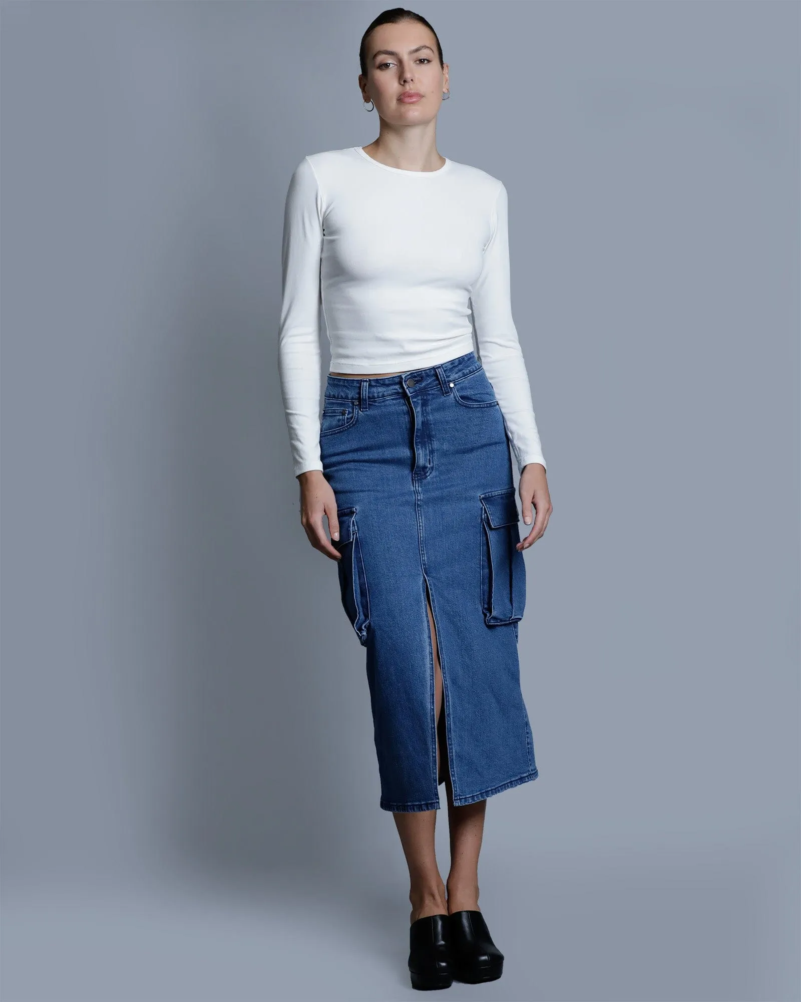 Bianca Cargo Midi Skirt - Indigo