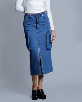 Bianca Cargo Midi Skirt - Indigo