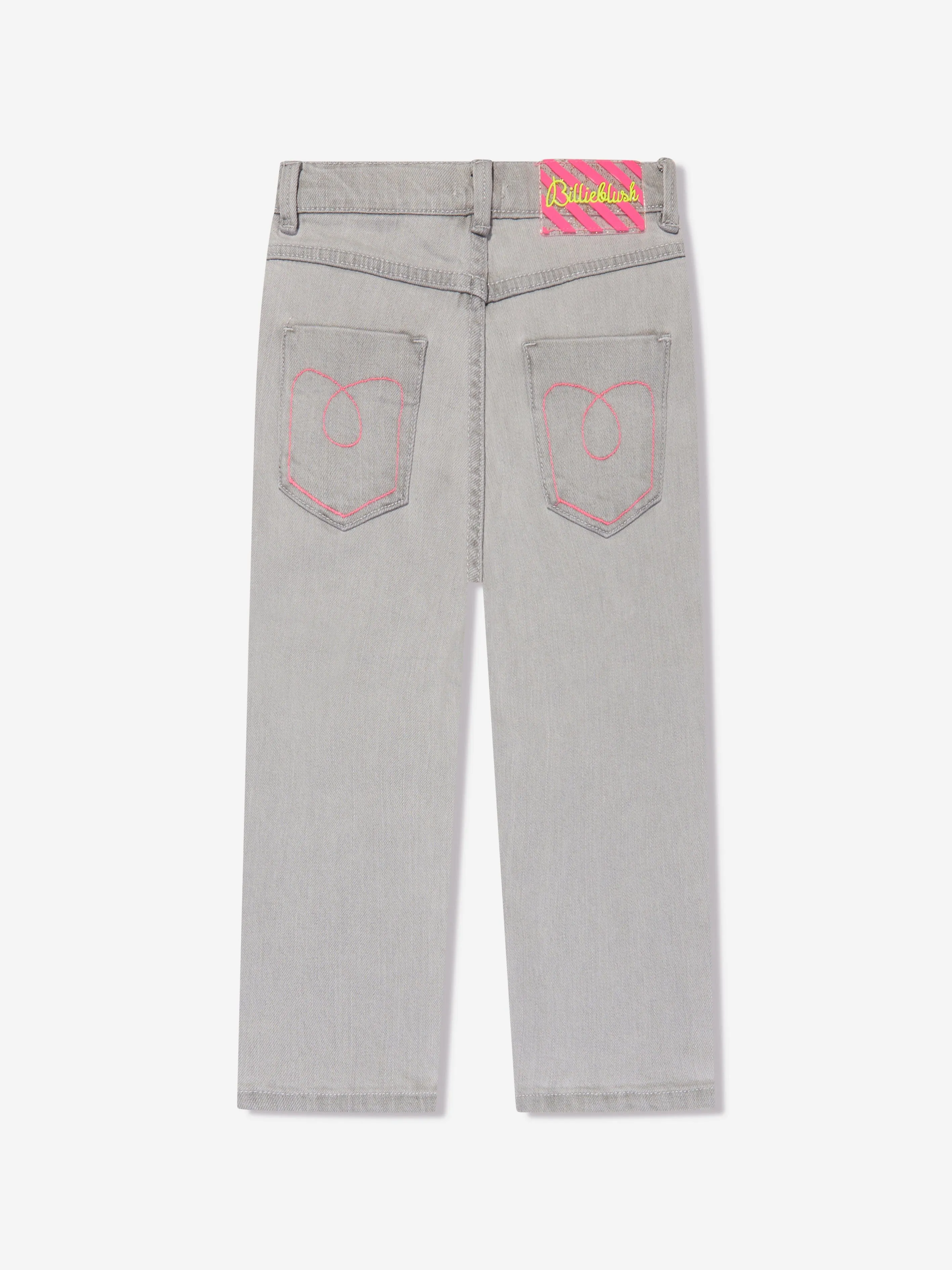 Billieblush Girls Embroidered Mom Fit Jeans in Grey