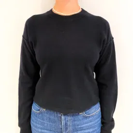 Black Boxy Cashmere Crew Neck Jumper Small