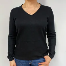 Black V-Neck Jumper Large