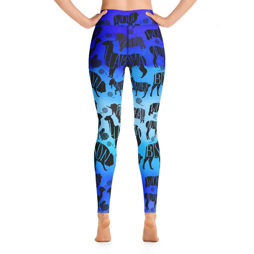 Blue Fiber Animals Yoga Leggings