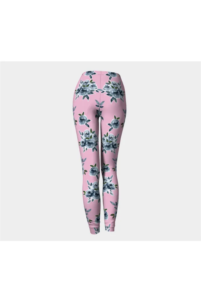 Blue Floral On Pressed Rose Premium Leggings