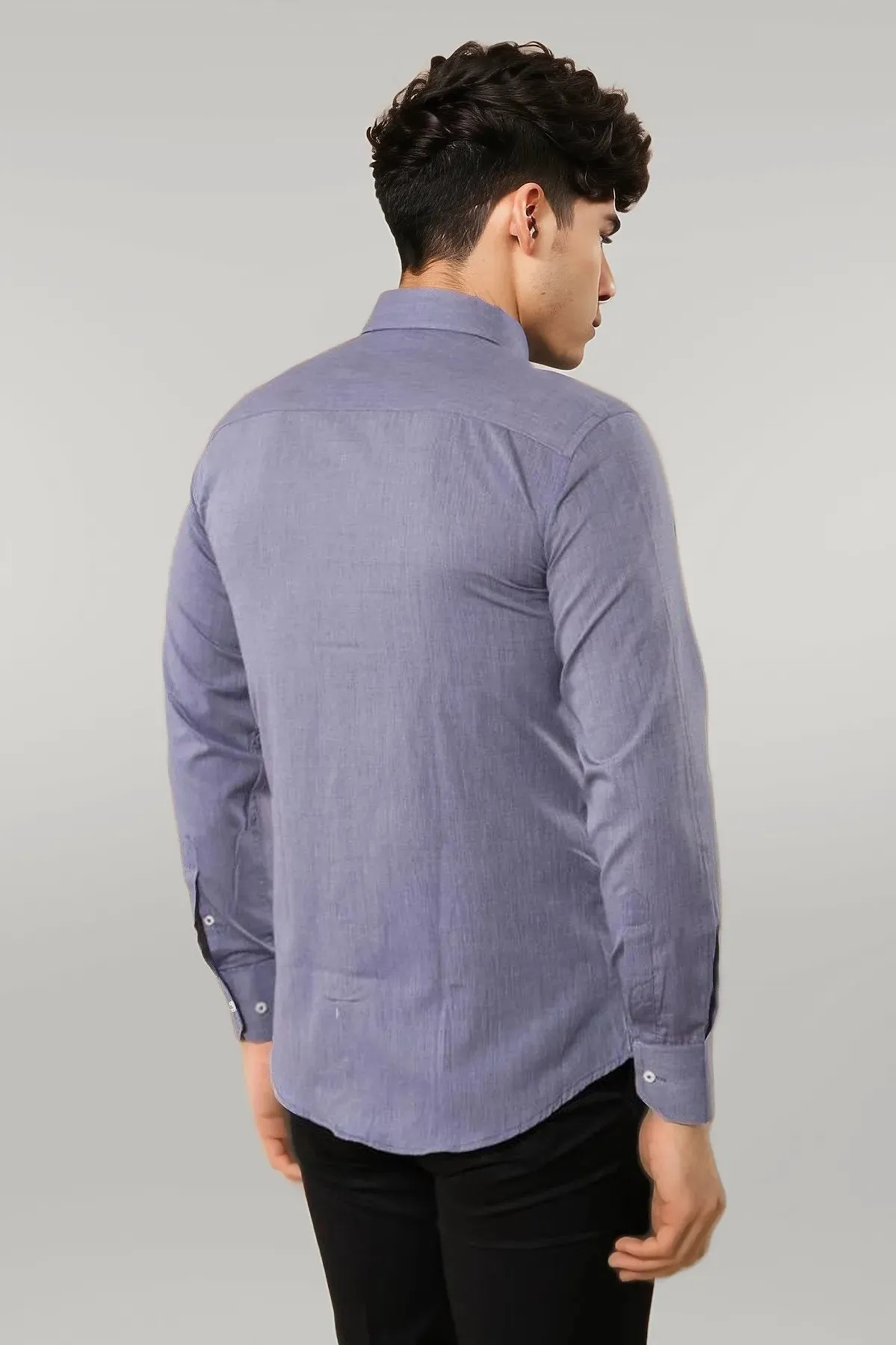 Blue Plain Linen Men's Shirt | Wessi