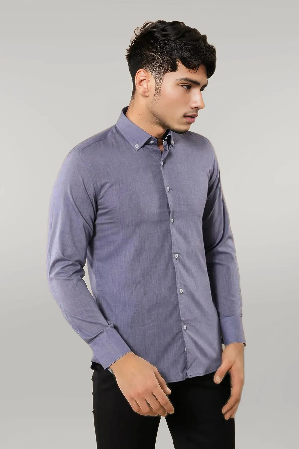 Blue Plain Linen Men's Shirt | Wessi