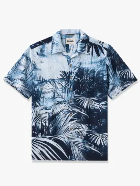 Blue Rainforest Elegance Seersucker Camp Shirt