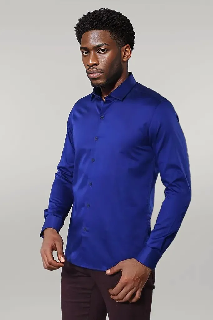 Blue Satin Shirt - Wessi