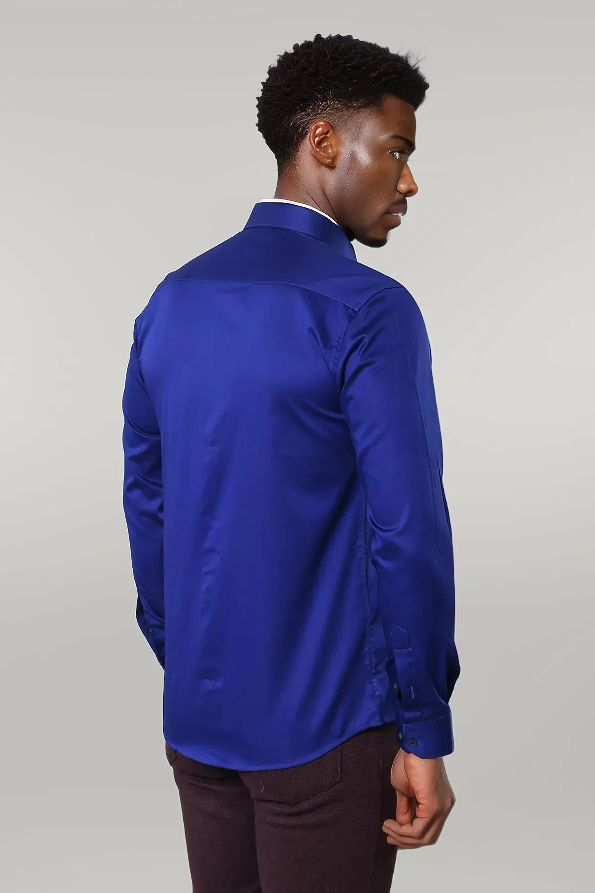 Blue Satin Shirt - Wessi